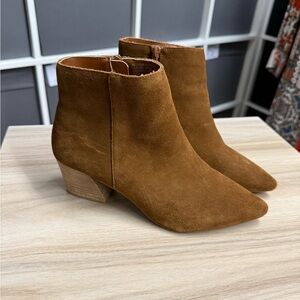 Kenzie Lyden Brown Suede Pointed Toe Ankle Booties Chelsea Boots